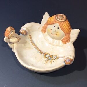 Vintage Christmas Angel White Trinket Dish